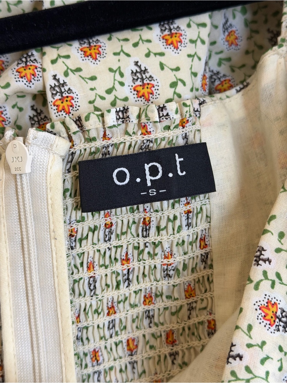 O.P.T x Tuckernuck | Floral Smocked Puff Sleeve Midi Dress | Size S - Picture 7 of 7